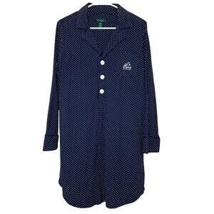 Lauren Ralph Lauren Womens Polka Dot Pullover Sleep Shirt Blue/White Size Large